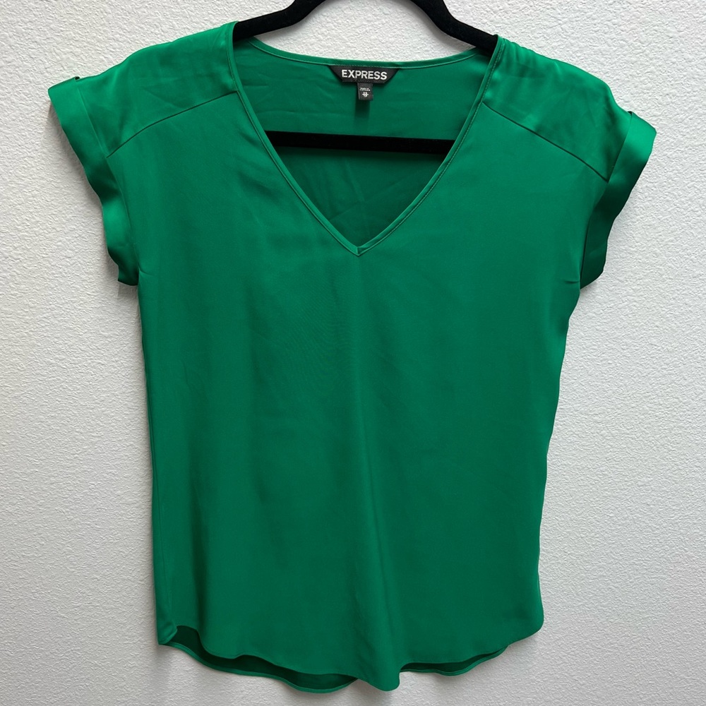 Express Green V-neck Gramercy Top - XS